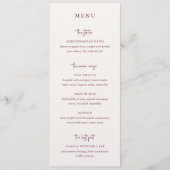 Kylee Bourgogne Traditionele Elegante Bruiloft Menu (Voorkant)