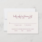 Kylee Bourgogne Traditionele Elegante Bruiloft RSVP Kaartje (Voorkant)