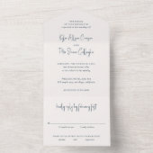 Kylee grijs traditionele elegante bruiloft all in one uitnodiging (Binnen)