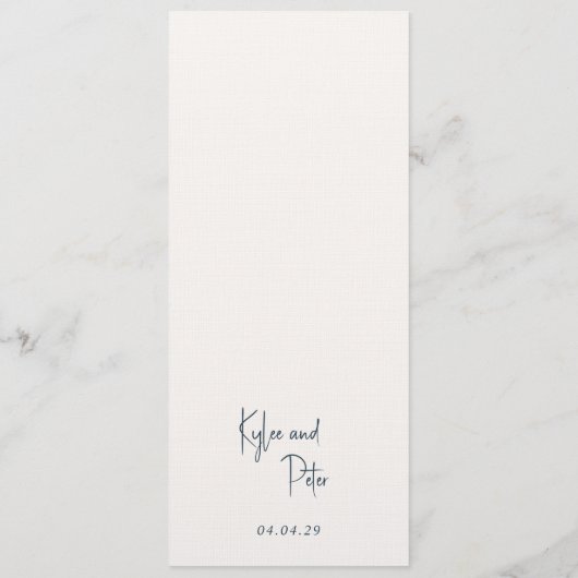 Kylee grijs traditionele elegante bruiloft menu (Achterkant)