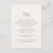 Kylee Mauve Traditionele Elegante Bruiloft Informatiekaartje (Voorkant)