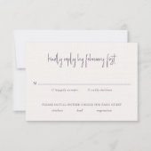 Kylee Mauve Traditionele Elegante Bruiloft RSVP Kaartje (Voorkant)