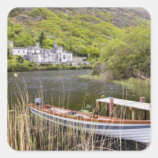 Kylemore Abbey, Ierland. Kylemore Abbey is Vierkante Sticker (Voorkant)