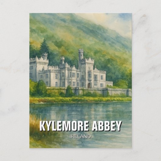 Kylemore Abbey Ireland Waterverf Briefkaart (Voorkant)