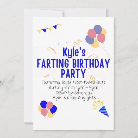 Kyles Verjaardagsfeest met Scheten Kaart (Voorkant)
