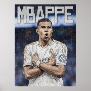 Kylian Mbappe Artistieke Krabbelportret Poster