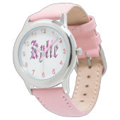 "Kylie" Bloem Roze Kylie Naam, Horloge (Gekanteld)