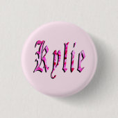 "Kylie" Bloem Roze Kylie Naam, Ronde Button 3,2 Cm (Voorkant)
