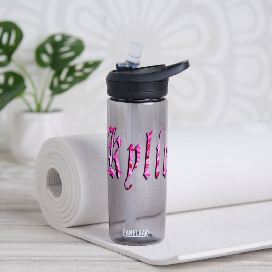 "Kylie" Bloem Roze Kylie Naam, Waterfles (Yoga (Gedraaid) )
