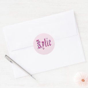 "Kylie" Bloemig Roze Kylie Naam, Ronde Sticker
