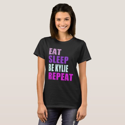 Kylie Eat Sleep Be Repeat Kylie T-shirt (Voorkant volledig)