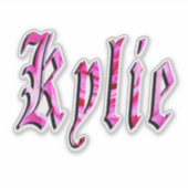 "Kylie" Floral Pink Kylie Name, Sticker (Voorkant)