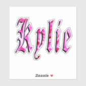 "Kylie" Floral Pink Kylie Name, Sticker (Vel)