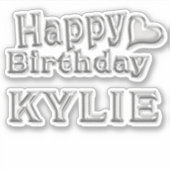 Kylie Happy Birthday silver Aufkleber Sticker (Voorkant)