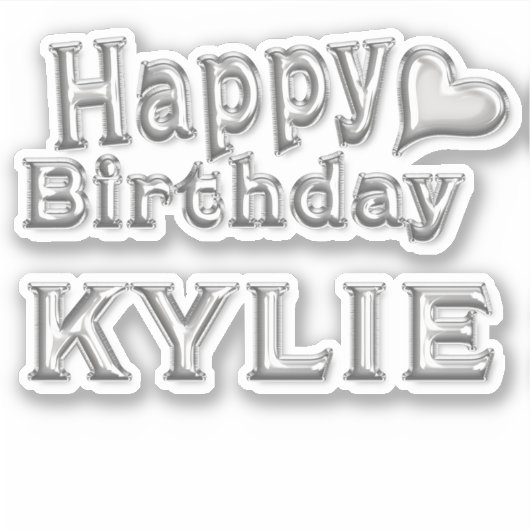 Kylie Happy Birthday silver Aufkleber Sticker (Voorkant)