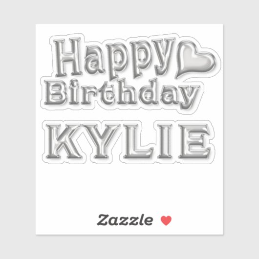 Kylie Happy Birthday silver Aufkleber Sticker (Vel)