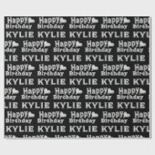 Kylie Happy Birthday silver black Geschenk papier (Vlak)