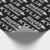 Kylie Happy Birthday silver black Geschenk papier (Hoek)