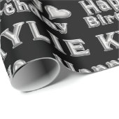 Kylie Happy Birthday silver black Geschenk papier (Rol Hoek)