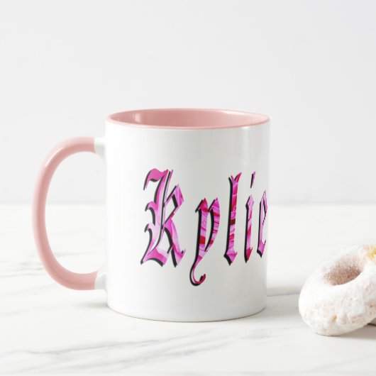 Kylie, Naam, Logo Ringer Combo Koffiemok. Mok (Met donut)