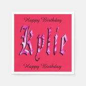 Kylie, naam, Logo, roze papier, Birthday Napkins Servetten (Voorkant)