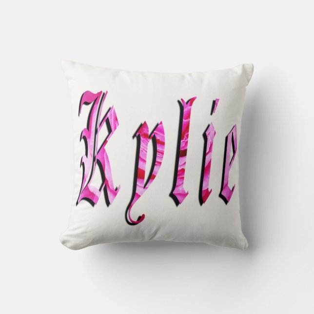 Kylie, naam, Logo, White Throw Cushion. Kussen (Voorkant)