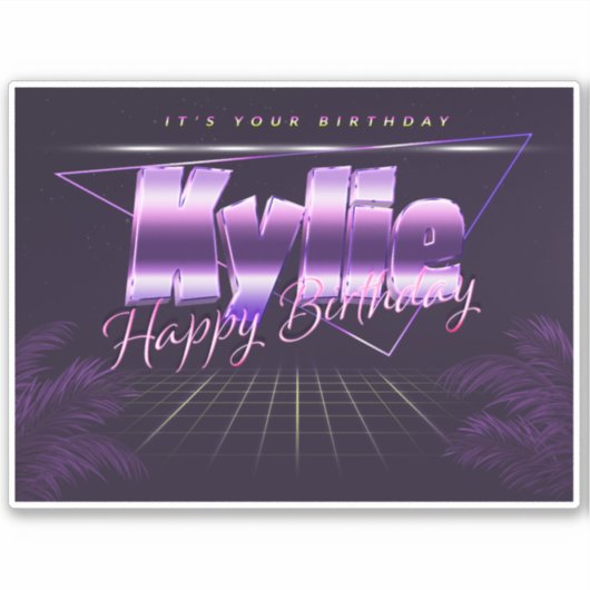 Kylie Name Vorname lila retro Sticker Geburtstag (Voorkant)