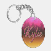 Kylie Vorname Name golden pink Schlüsselanhänger Sleutelhanger (Voorkant Links)