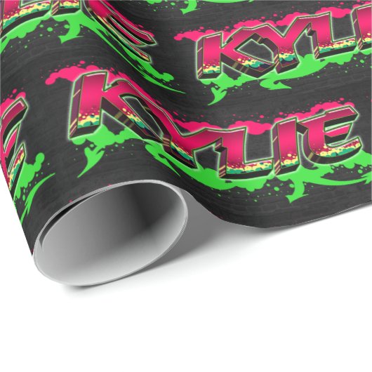 Kylie Vorname Name Graffiti red green Cadeaupapier (Rol Hoek)