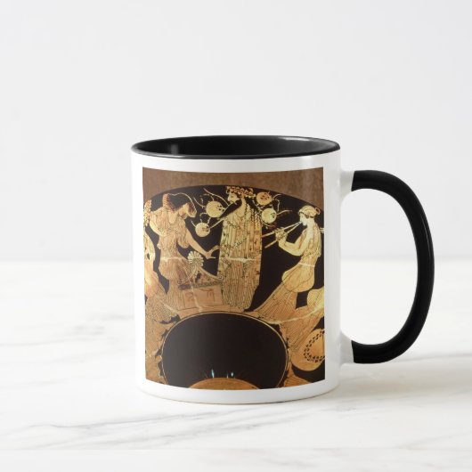 Kylix van het Attische rode cijfer dat Dionysus en Mok (Rechts)