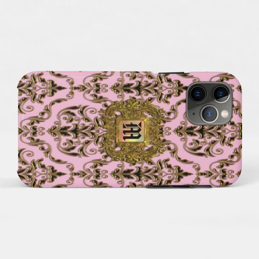 Kylsworth Damask Victoriaans Girl Monogram Case-Mate iPhone Case (Achterkant (horizontaal))