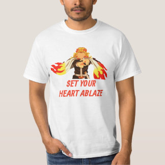 kyojuro rengoku ser je hart ablaze t-shirt