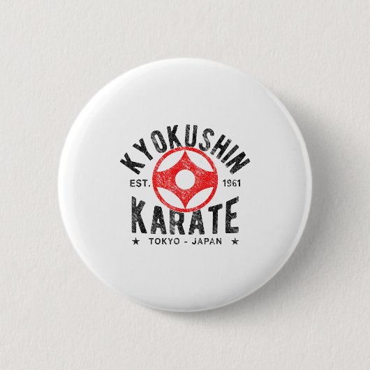 Kyokushin Karate Do Martial Arts Japan Tokyo Vinta Ronde Button 5,7 Cm (Voorkant)