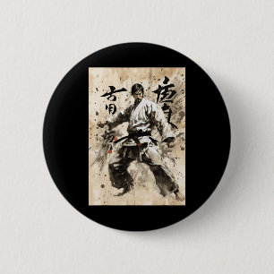 Kyokushin Karate Japanse kalligrafie Martial Arts Ronde Button 5,7 Cm