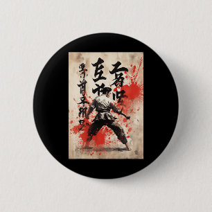 Kyokushin Karate Japanse kalligrafie Martial Arts Ronde Button 5,7 Cm