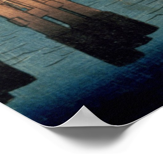 Kyoto-brug door moonlight poster (Hoek)