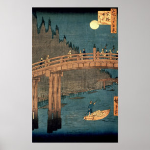 Kyoto-brug door moonlight poster