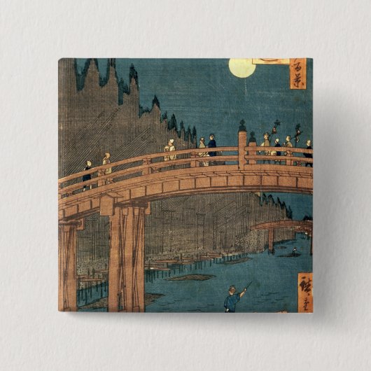 Kyoto-brug door moonlight vierkante button 5,1 cm (Voorkant)