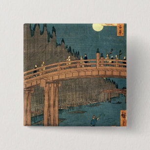Kyoto-brug door moonlight vierkante button 5,1 cm