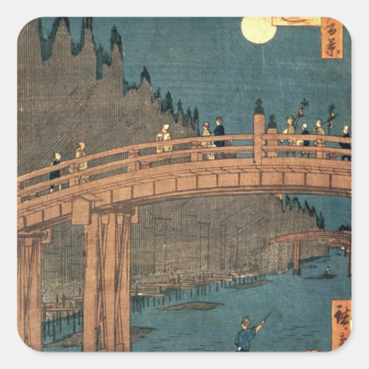 Kyoto-brug door moonlight vierkante sticker (Voorkant)
