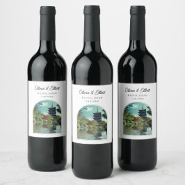 Kyoto Bruiloft Japan Favor Gepersonaliseerd Wijn Etiket