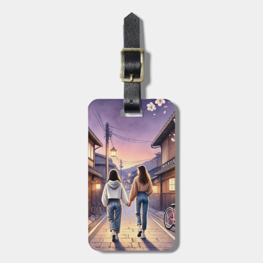 Kyoto Dusk-Vriendinnen Bagagelabel (Voorkant verticaal)