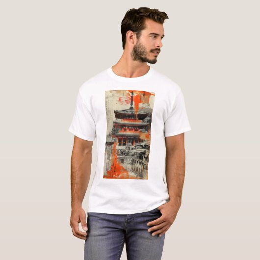 Kyoto Fusion - Traditioneel Japans kunst T-shirt (Voorkant volledig)
