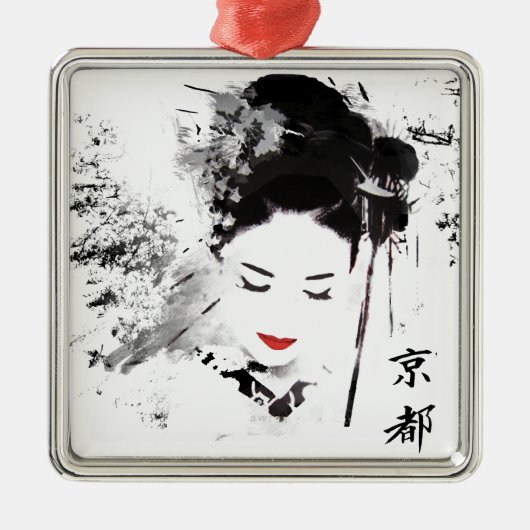 Kyoto Geisha Metalen Ornament (Voorkant)