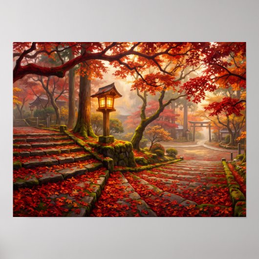 Kyoto Herfst Esdoorn Tempel Pad Poster (Voorkant)