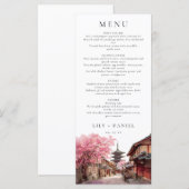 Kyoto Japan Aquarel Elegant Trouwen Menu (Voorkant / Achterkant)