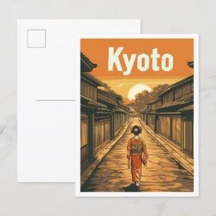 Kyoto Japan Art Vintage Travel Illustratie Briefkaart