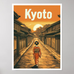Kyoto Japan Art Vintage Travel Illustratie Poster