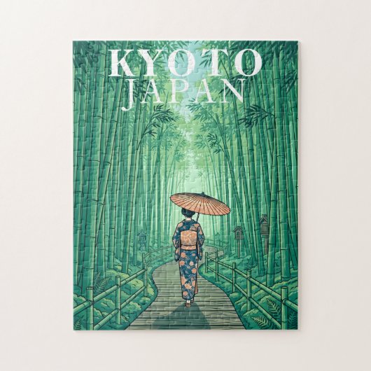 Kyoto Japan Bamboebos Legpuzzel Vintage (Verticaal)