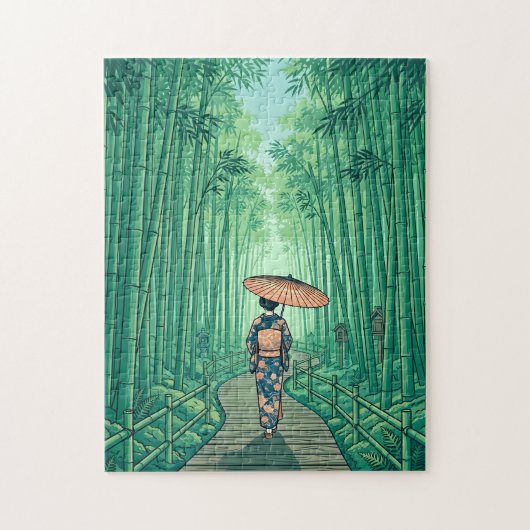 Kyoto Japan Bamboebos Legpuzzel Vintage  (Verticaal)